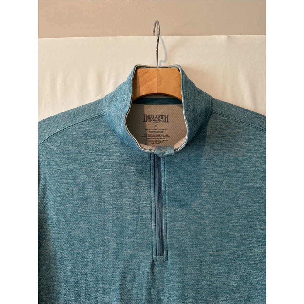 Duluth Trading Pullover Mens MEDIUM  Blue 1/4 Zip Mock Neck PERFORMANCE